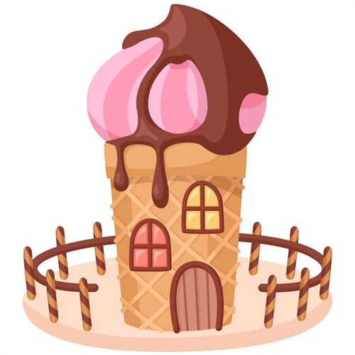Candyland Theme Fancy Ice Cream House Transparent Sticker